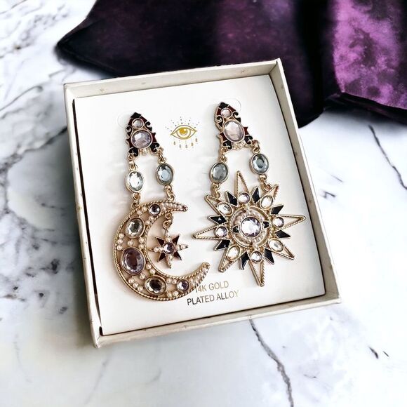 Eye Candy LA - Miya - Celestial Sun and Moon Statement Earrings